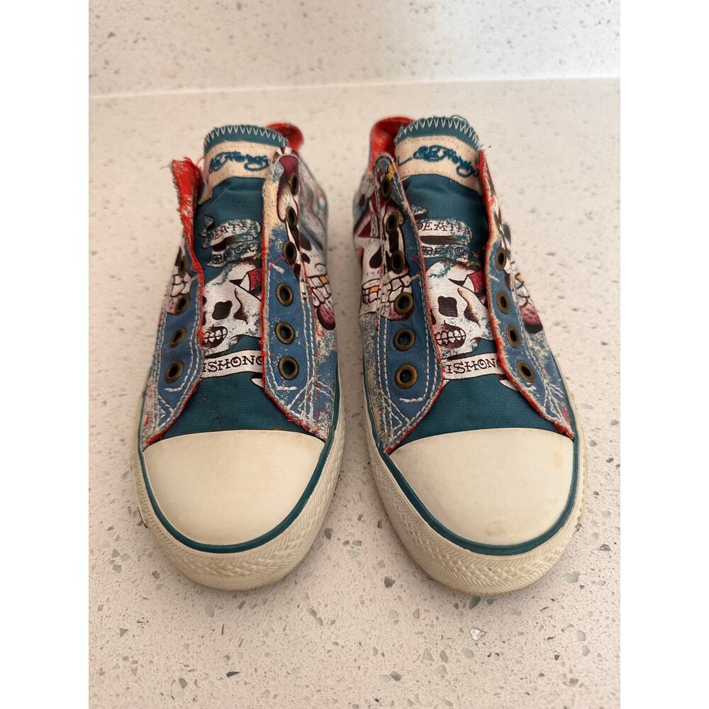Ed Hardy Women’s Skull Tattoo Graphic High Top Sneakers Size 8 Y2K Vintage Style - Picture 12 of 13